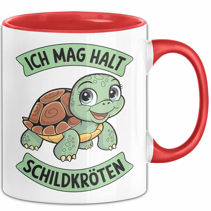 Schildkröte Tierliebhaber Tasse Geschenk Lustige Geschenkidee Spruch Ich Mag Halt Schildkröten Rot Trendation