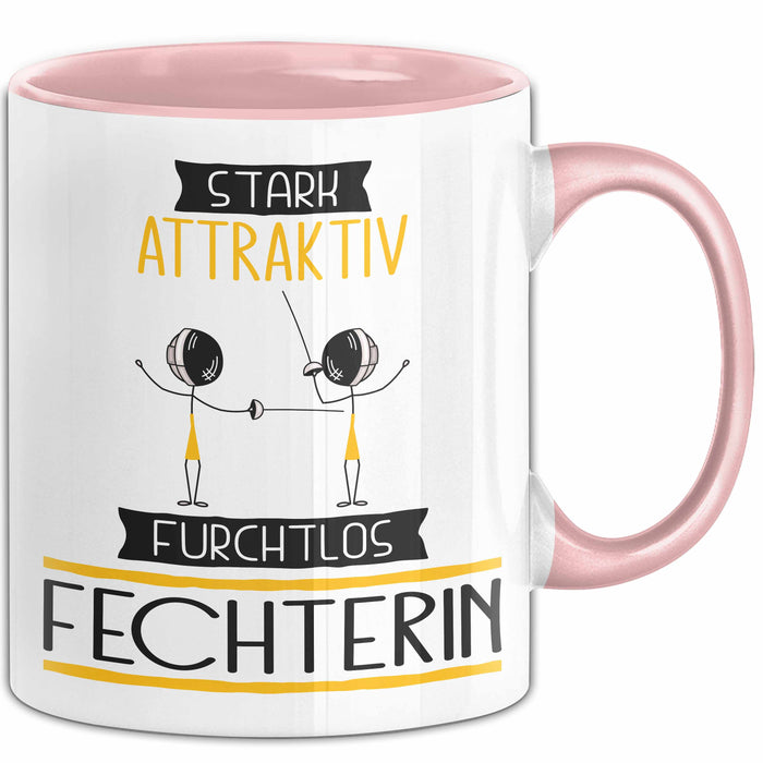 Fechterin Tasse Geschenk Becher Stark Attraktiv Furchtlos Fechterin Lustige Geschenkidee Rosa Trendation