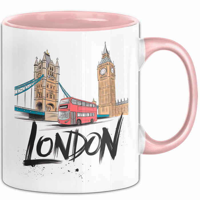 England London Skyline Tasse Geschenk Lustige Geschenkidee Spruch Rosa Trendation