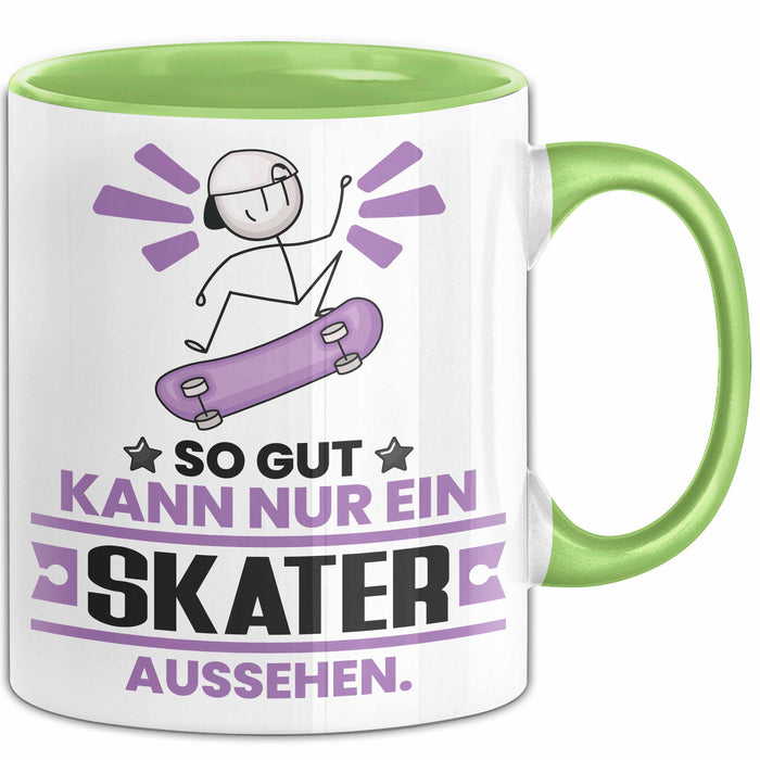 Skater Geschenk Tasse So Gut Kann Nur Ein Skater Aussehen Geschenkidee Kaffee-Becher Grün Trendation