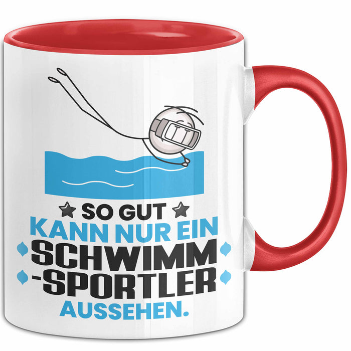 Schwimmsportler Geschenk Tasse So Gut Kann Nur Ein Schwimmsportler Aussehen Geschenkidee Kaffee-Becher Rot Trendation
