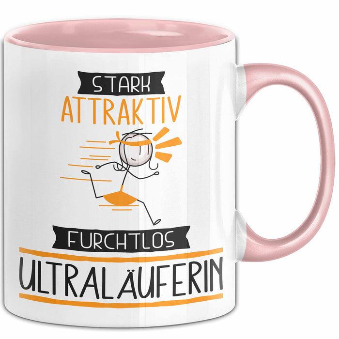 Ultraläuferin Tasse Geschenk Becher Stark Attraktiv Furchtlos Ultraläuferin Lustige Geschenkidee Rosa Trendation