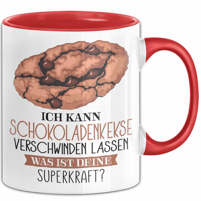 Schokoladen-Kekse-Liebhaber Tasse Geschenk Ich Kann Schokoladen-Kekse Verschwinden Lassen Was Ist Deine Superkraft Becher Geschenkidee Schokoladen-Kekse Kaffee-Becher Rot Trendation