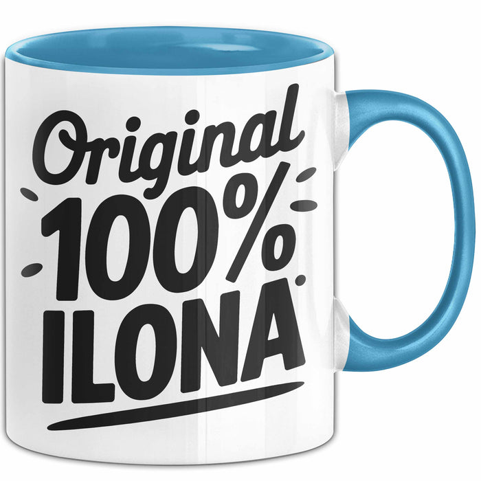 Ilona Tasse Geschenk Original 100% Ilona Geschenkidee Geburtstag Blau Trendation