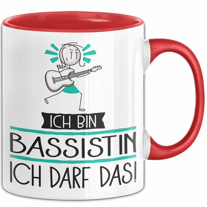Geschenk für Bassistin Tasse Lustige Geschenkidee Geburtstag Ich Bin Bassistin Ich Darf Das Rot Trendation