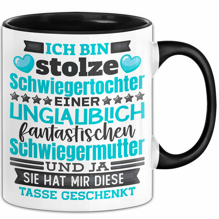 Schwiegertochter Tasse Geschenk Spruch Ich Bin Stolze Schwiegertochter Becher Schwarz Trendation