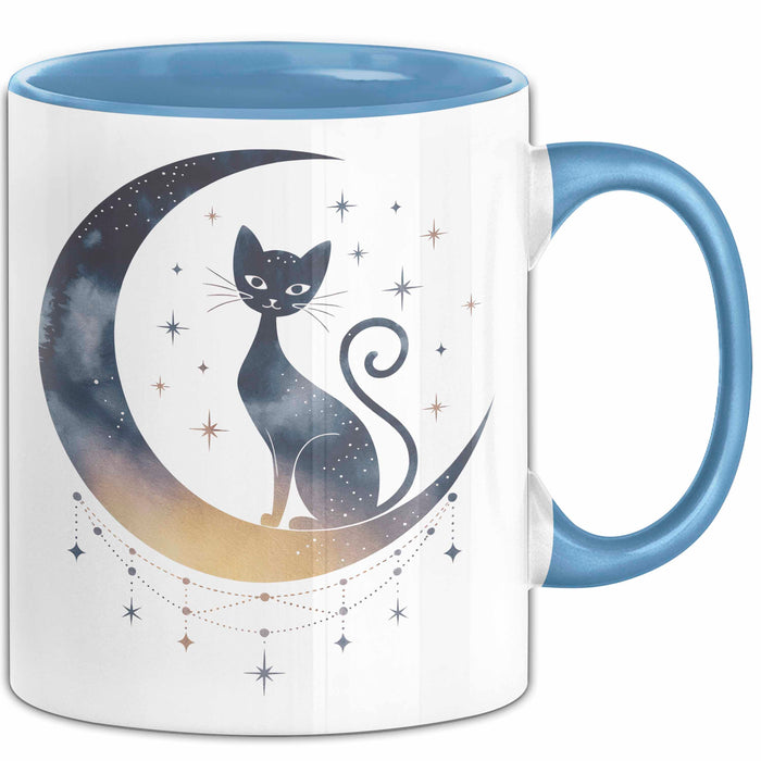 Katzenliebhaber Tasse Geschenkidee Katzenfan Lustiger Spruch Geschenkidee Lustig Blau Trendation