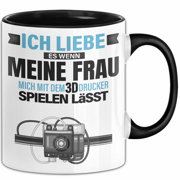 3D Drucker Tasse "Ich Liebe Meine Frau" Geschenk für Ehepartner und Technikfans Schwarz Trendation