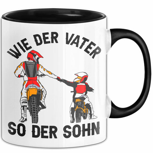 Vater Sohn Tasse Geschenk Lustige Geschenkidee Spruch Dirt-Bike Biker Schwarz Trendation