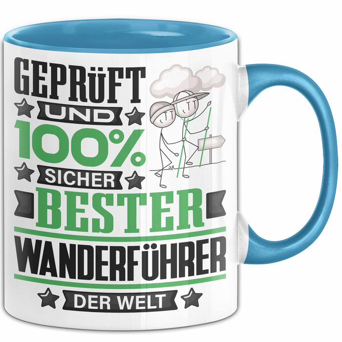 Wanderführer Geschenk Lustiger Spruch für Wanderführer Geschenkidee Bester Wanderführer Der Welt Blau Trendation