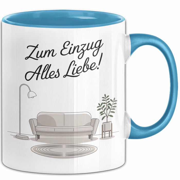 Neues Zuhause Eigentümer Tasse Geschenk Lustige Geschenkidee Spruch Zum Einzug Alles Liebe Blau Trendation
