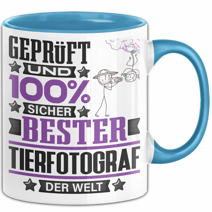 Tierfotograf Geschenk Lustiger Spruch für Tierfotograf Geschenkidee Bester Tierfotograf Der Welt Blau Trendation