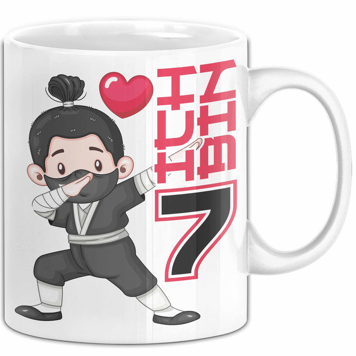Kinder Tasse Geschenk Ich Bin 7 Ninja Herz Spruch Lustiger Becher Weiß Trendation