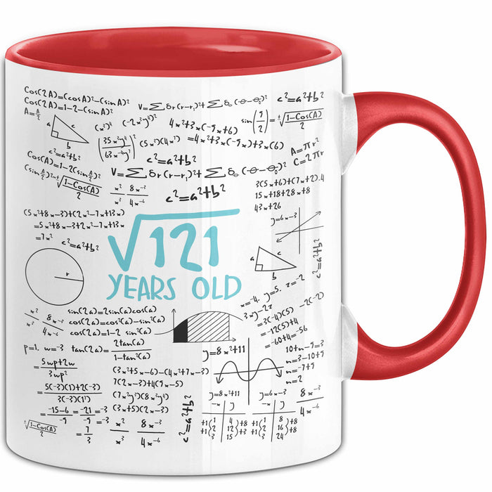 Wurzel aus 121 Tasse Geschenk Mathe Fan 11. Geburtstag Humorvoll Rot Trendation