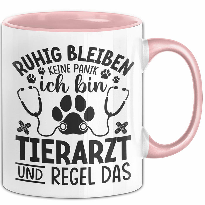 Tierarzt Tasse Geschenk Ruhig Bleiben Ich Bin Tierarzt Und Regel Das Geschenkidee Rosa Trendation