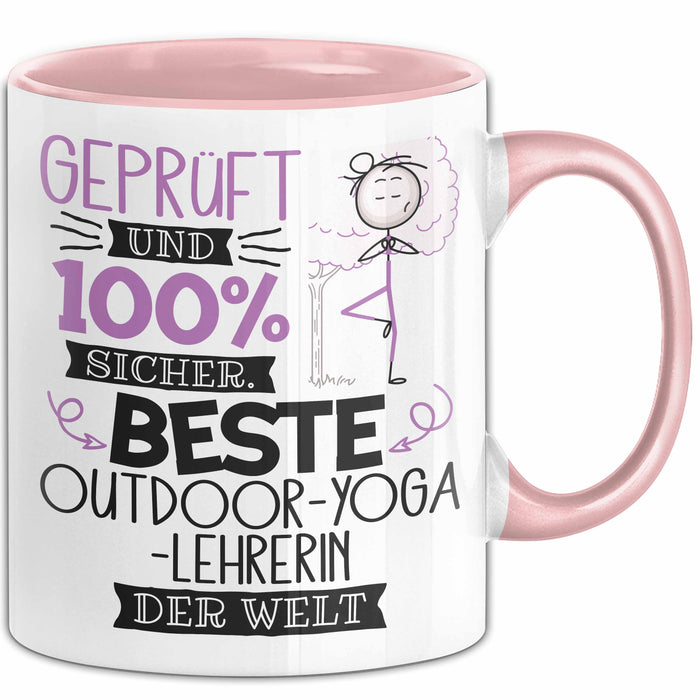 Beste Outdoor-Yoga-Lehrerin Der Welt Tasse Geschenk für Eine Outdoor-Yoga-Lehrerin Geprüft Und Sicher Geschenkidee Geburtstag Weihnachten Rosa Trendation
