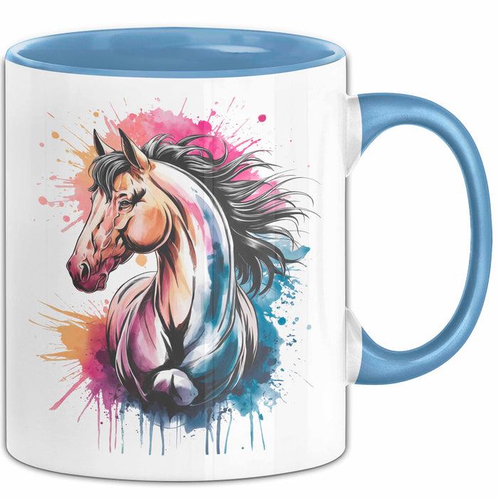 Pferde Tierliebhaber Tasse Geschenk Lustige Geschenkidee Spruch Blau Trendation