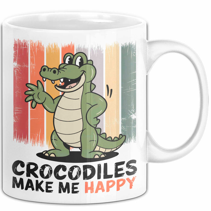 Krokodil Tier Tasse Geschenk Lustige Geschenkidee Spruch Krokodile Machen Mich Glücklich Weiß Trendation