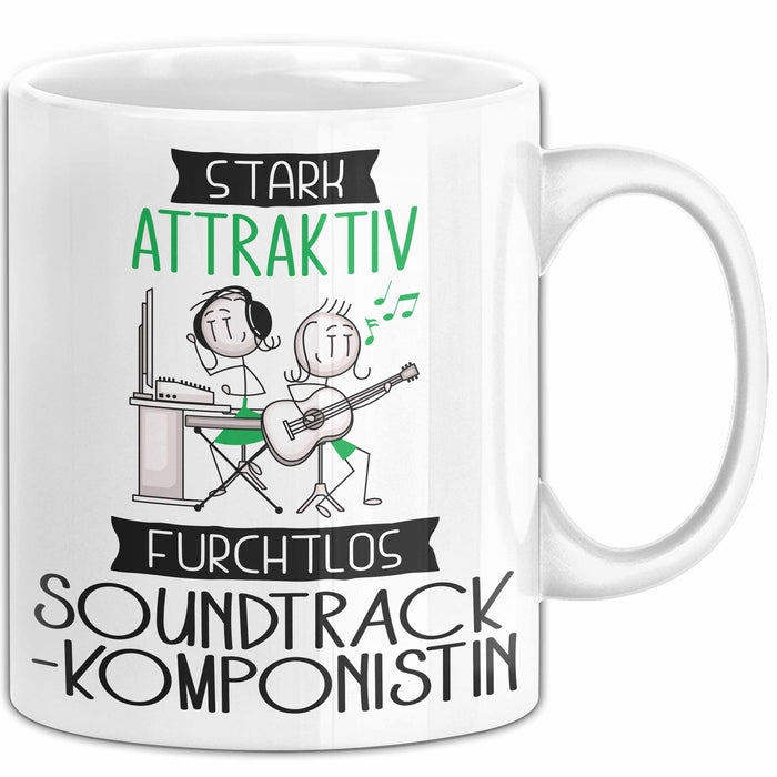 Soundtrack-Komponistin Tasse Geschenk Becher Stark Attraktiv Furchtlos Soundtrack-Komponistin Lustige Geschenkidee Weiß Trendation