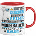 Modelbauer Geschenk Tasse Lustiger Spruch Erheben Sie Sich Der Modelbauer Betritt den Raum Rot Trendation