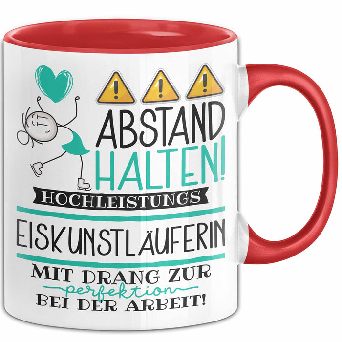 Eiskunstläuferin Tasse Geschenk Lustig Abstand Halten Hochleistungs-Eiskunstläuferin Mit Drang Zur Perfektion Bei Der Arbeit Rot Trendation