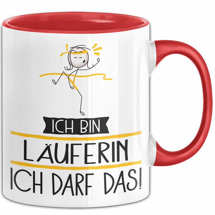 Geschenk für Läuferin Tasse Lustige Geschenkidee Geburtstag Ich Bin Läuferin Ich Darf Das Rot Trendation