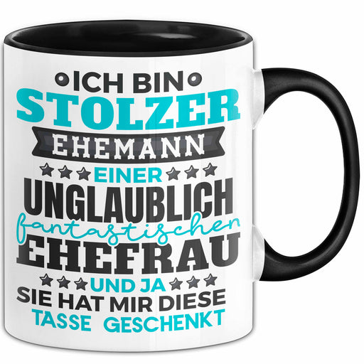 Ehemann Tasse Geschenk Ich Bin Stolzer Ehemann Geschenkidee Lustiger Spruch Becher Schwarz Trendation