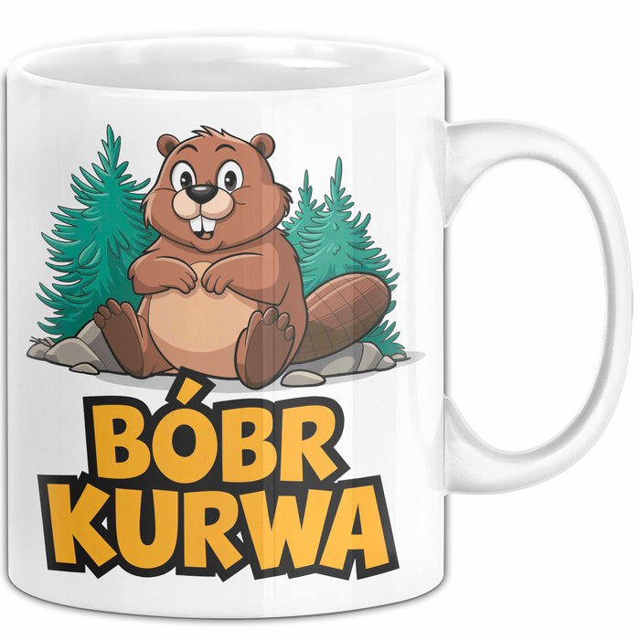 Polnisch Bóbr Kurwa Tasse Geschenk Lustige Geschenkidee Weiß Trendation