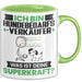 Hundebedarfsverkäufer Tasse Geschenk für Hundebedarfsverkäufer Geburtstag Lustiger Spruch Kaffee-Becher Was Ist Deine Superkraft Grün Trendation