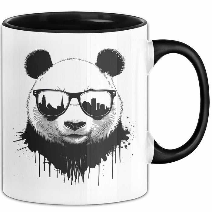 Panda Mit Sonnenbrille Tasse Geschenk Lustige Geschenkidee Spruch Schwarz Trendation