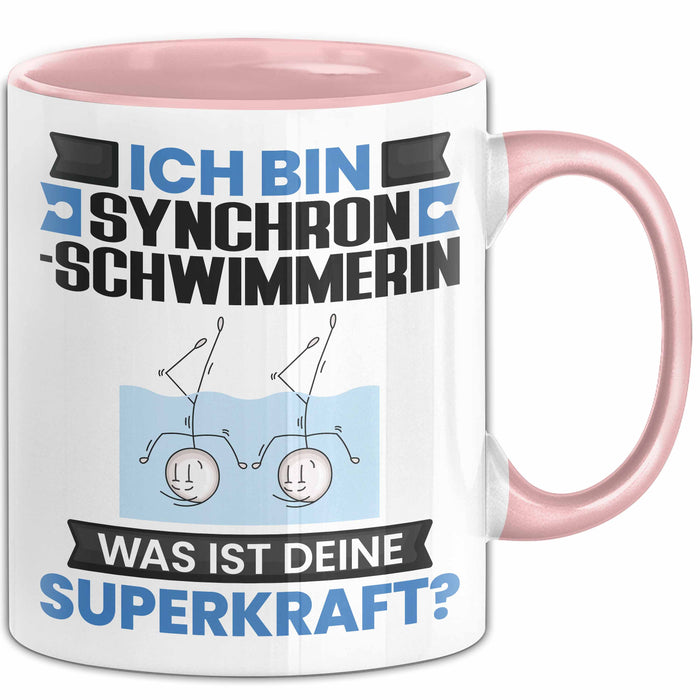 Synchronschwimmerin Tasse Geschenk für Synchronschwimmerin Geburtstag Lustiger Spruch Kaffee-Becher Was Ist Deine Superkraft Rosa Trendation