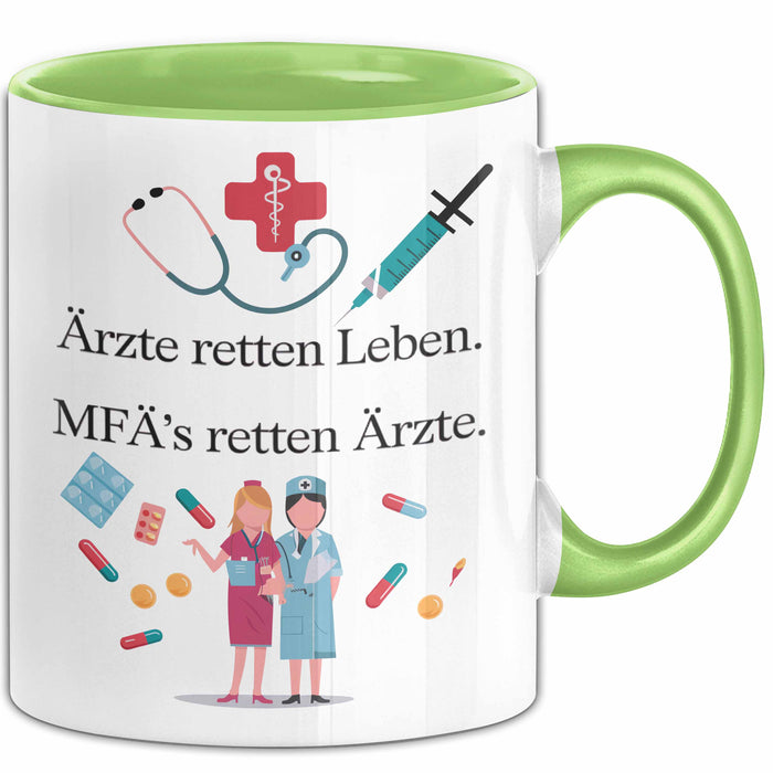 Medizinstudent Arzt Tasse Geschenk Lustige Geschenkidee Spruch Ärzte Retten Leben Mfas Retten Ärzte Grün Trendation