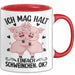 Schweine-Liebhaber Tasse Geschenk Ich Mag Halt Einfach Schweinchen Ok Rot Trendation