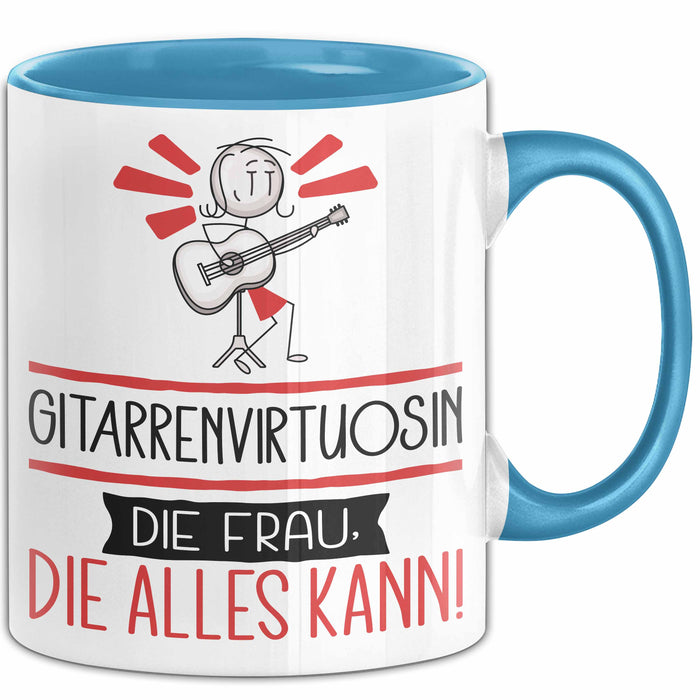 Gitarrenvirtuosin Geschenk Tasse Becher Die Frau Die Allen Kann Geschenkidee für eine Gitarrenvirtuosin Lustig Blau Trendation