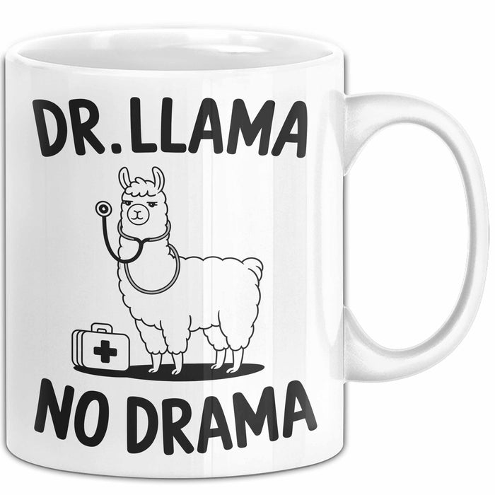 Lama Tasse Geschenk Dr Llama No Drama Geschenkidee Lustig Tier Weiß Trendation