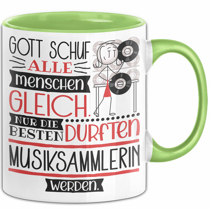 Musiksammlerin Geschenk Becher Tasse Gott Schuf Alle Menschen Gleich Nur Die Besten Durfeten Musiksammlerin Werden Geschenkidee Lustig Grün Trendation