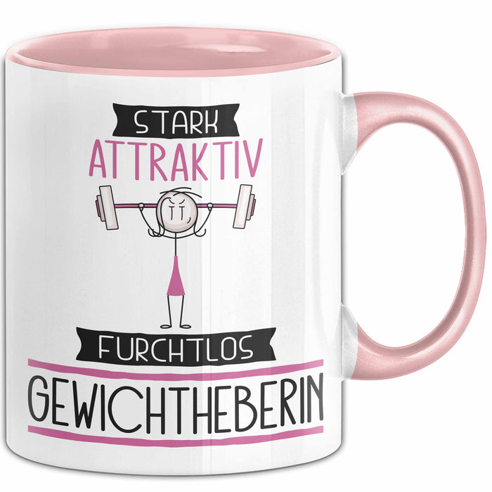 Gewichtheberin Tasse Geschenk Becher Stark Attraktiv Furchtlos Gewichtheberin Lustige Geschenkidee Rosa Trendation
