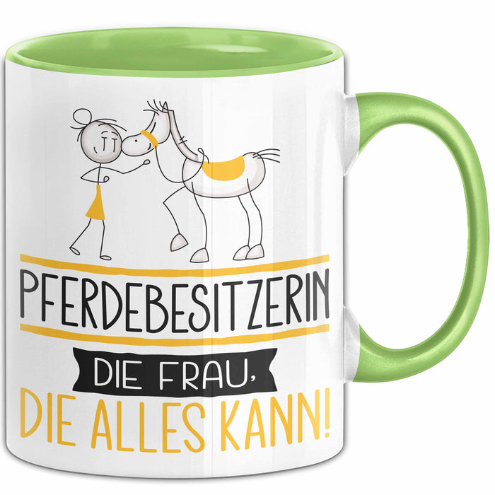 Pferdebesitzerin Geschenk Tasse Becher Die Frau Die Allen Kann Geschenkidee für eine Pferdebesitzerin Lustig Grün Trendation