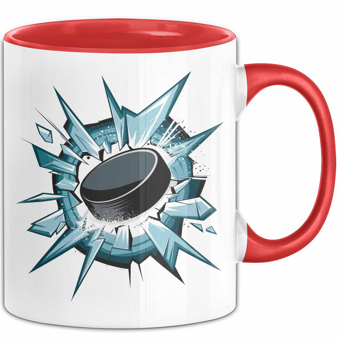 Eishockey Fan Tasse Geschenkidee für Wintersportliebhaber Rot Trendation