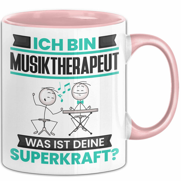 Musiktherapeut Tasse Geschenk für Musiktherapeut Geburtstag Lustiger Spruch Kaffee-Becher Was Ist Deine Superkraft Rosa Trendation
