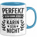 Karin Tasse Geschenk Perfekt Sein Kann Jeder Geschenkidee Geburtstag Blau Trendation