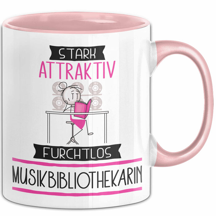Musikbibliothekarin Tasse Geschenk Becher Stark Attraktiv Furchtlos Musikbibliothekarin Lustige Geschenkidee Rosa Trendation