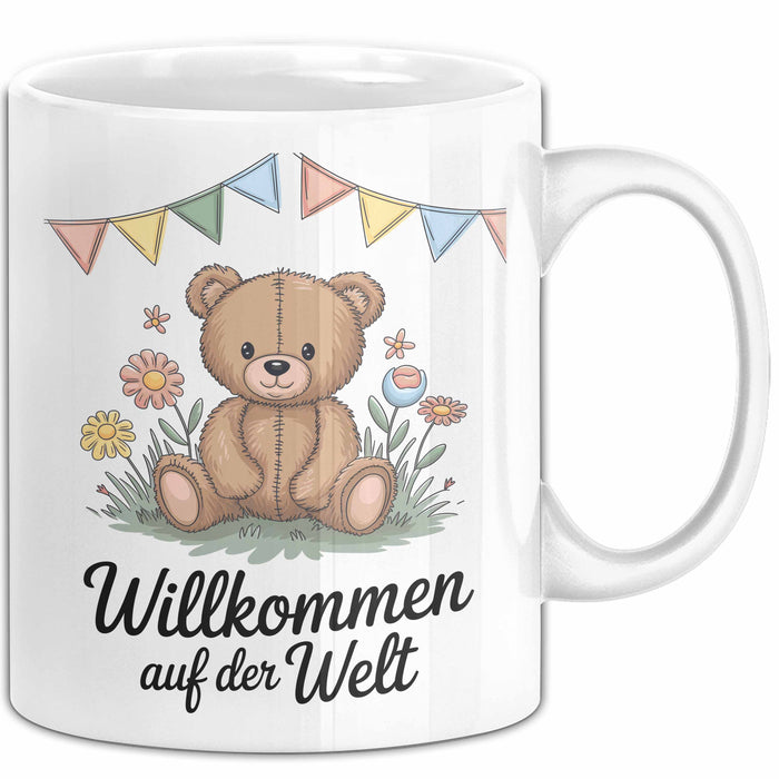 Baby Geburt Neue Eltern Tasse Geschenk Lustige Geschenkidee Spruch Willkommen Auf Der Welt Weiß Trendation