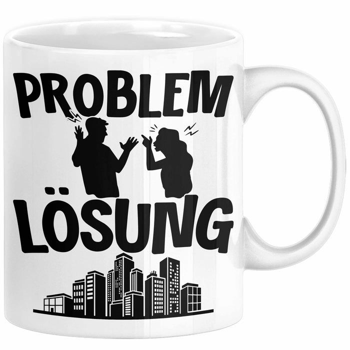 Immobilienmakler Tasse Geschenk für Immo Verkäufer Männer Geschenkidee Problem und Lösung Immobilien Weiß Trendation