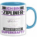 Zipliner Tasse Geschenk für Zipliner Geburtstag Lustiger Spruch Kaffee-Becher Was Ist Deine Superkraft Blau Trendation