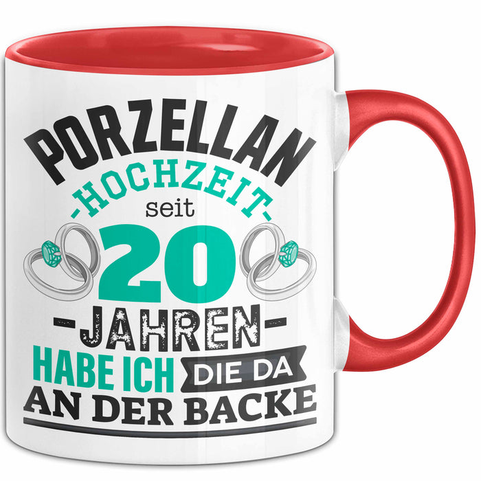 Pozellanhochzeit Tasse Geschenk Dornenhochzeit Geschenkidee Ehemann Ehefrau 20 Jahre Becher Rot Trendation