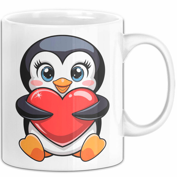 Pinguin Herz Tasse Geschenk Lustige Geschenkidee Spruch Weiß Trendation