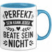 Beate Tasse Geschenk Perfekt Sein Kann Jeder Geschenkidee Geburtstag Blau Trendation