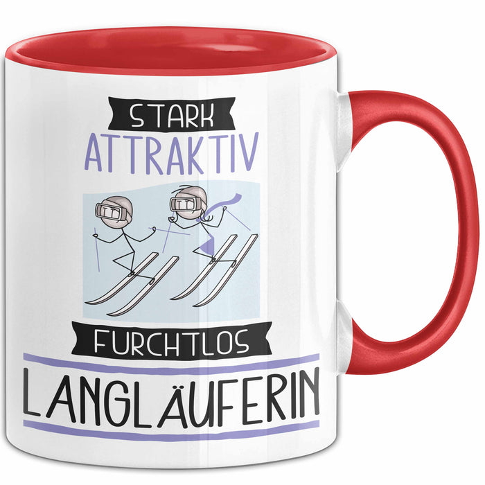 Langläuferin Tasse Geschenk Becher Stark Attraktiv Furchtlos Langläuferin Lustige Geschenkidee Rot Trendation