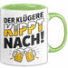 Biertrinker Tasse Geschenk Lustige Geschenkidee Spruch Der Klügere Kippt Nach Grün Trendation